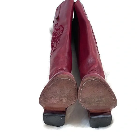 Frye Cherry Red Leather Riding Boots - Picture 5 of 13
